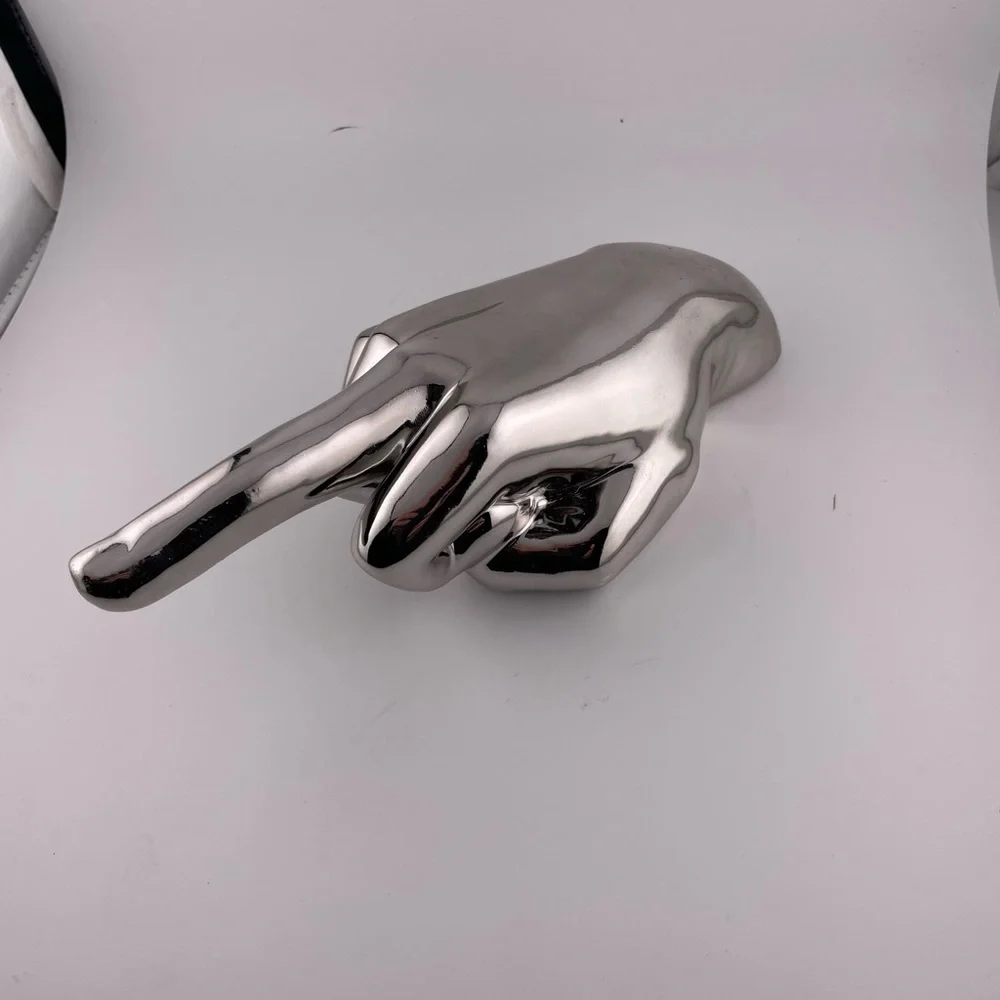 Silver Middle Finger hand Wall Mount - 9